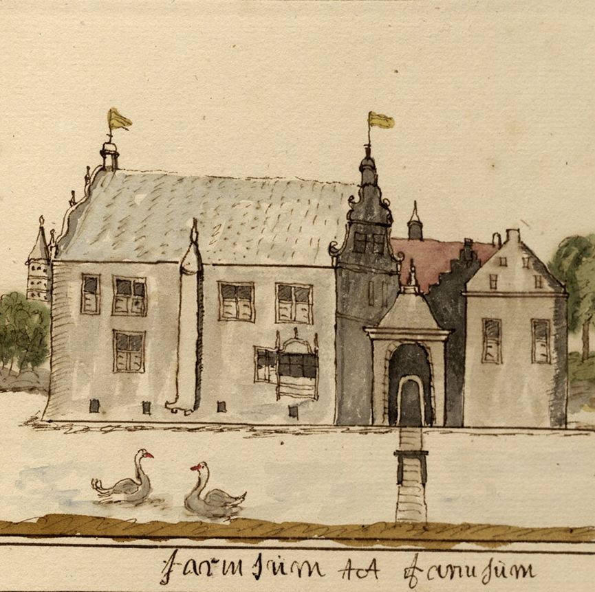 Borg Farmsum, ca. 1731. Tekening Andries Schoemaker, Groninger Archieven