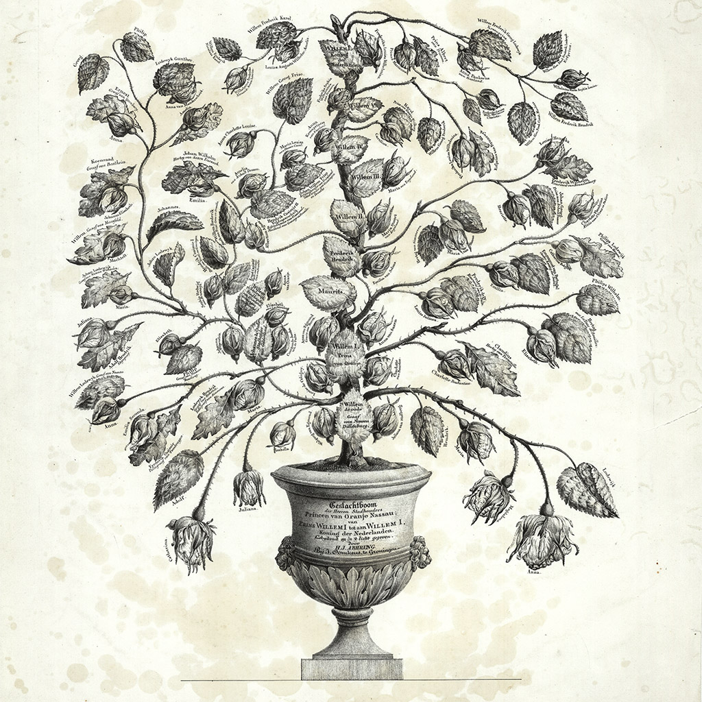 Stamboom van stadhouders, 1823. Maker H.J. Abbring, Groninger Archieven (1536_2824)